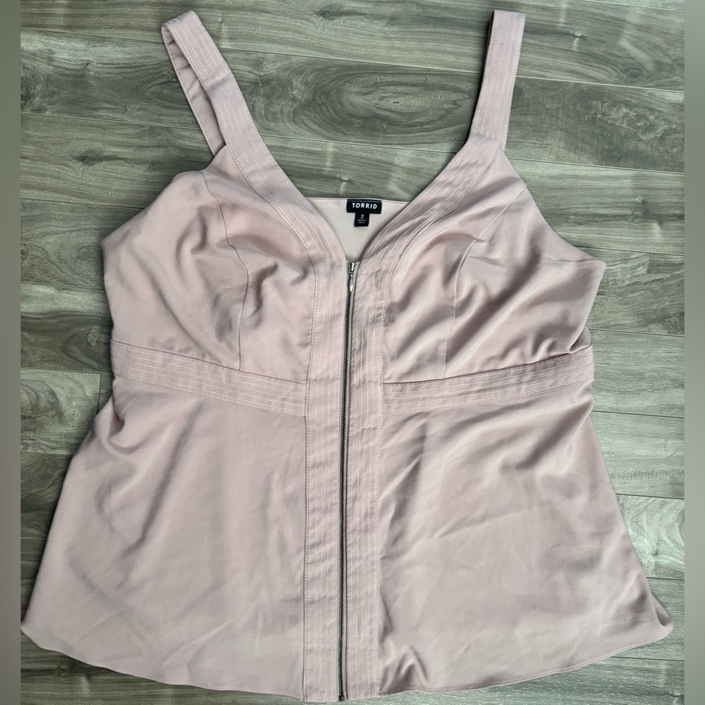Torrid Full Zip Fit And Flare Tank Blush Pink Torrid Size 2 Fits Small L XL 1X